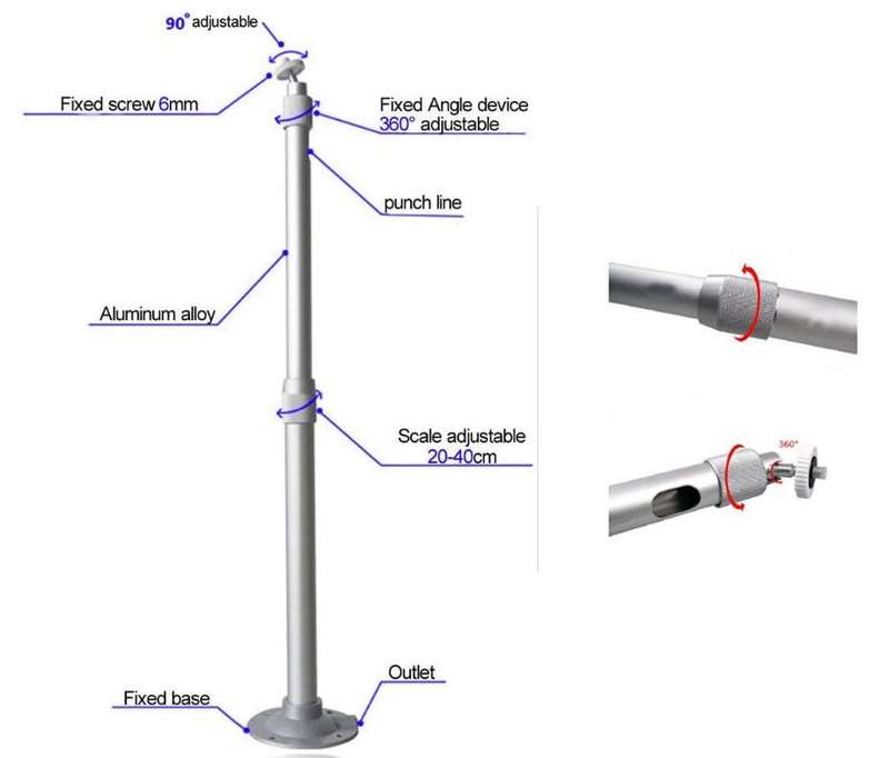 Jiageng JG20375516 Adjustable Metal Outdoor/Indoor Mount Telescopic Camera Bracket Stand 60-120cm