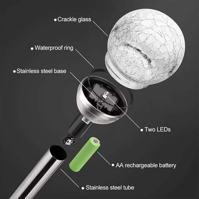 Aerbes AB-TY67 Solar Powered Cracked Glass Effect RGB And White 6 pcs
