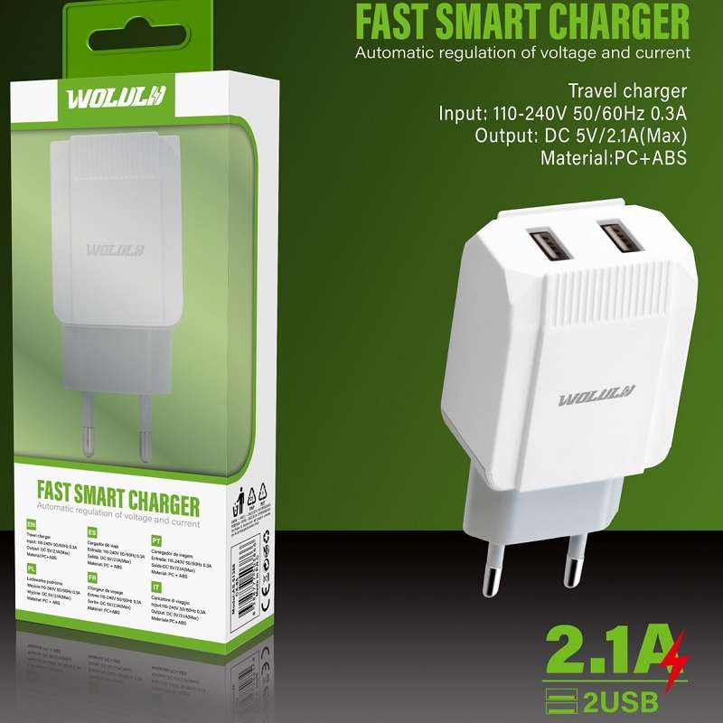 Wolulu AS-51386 Dual USB Wall Charger 2.1A