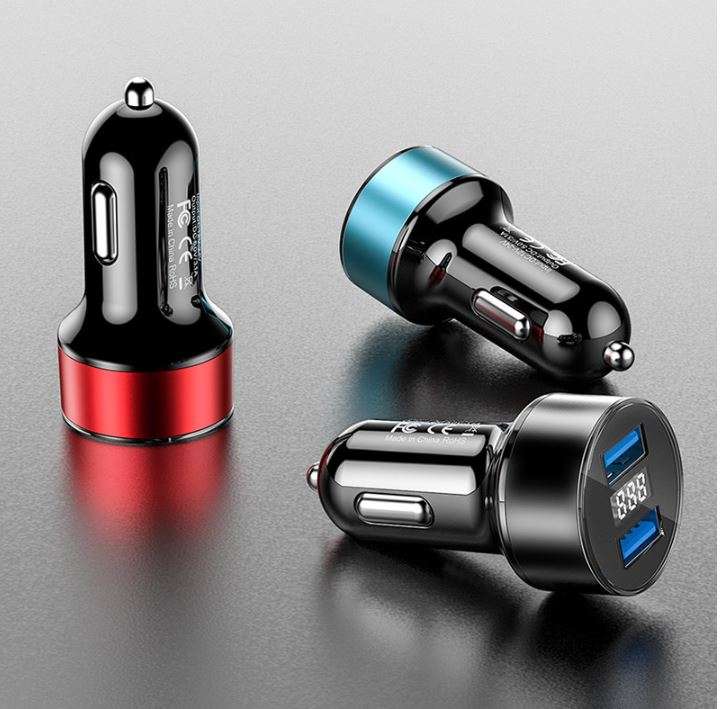 Treqa CC-319 Car Charger 5V 3.1A Quick Charge Dual USB Port LED Display