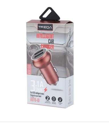 Treqa CC-313 Auto ID Dual USB Port Car Charger 5V 3.1A