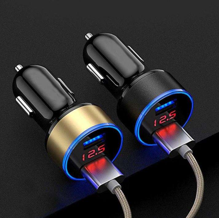 Treqa CC-319 Car Charger 5V 3.1A Quick Charge Dual USB Port LED Display