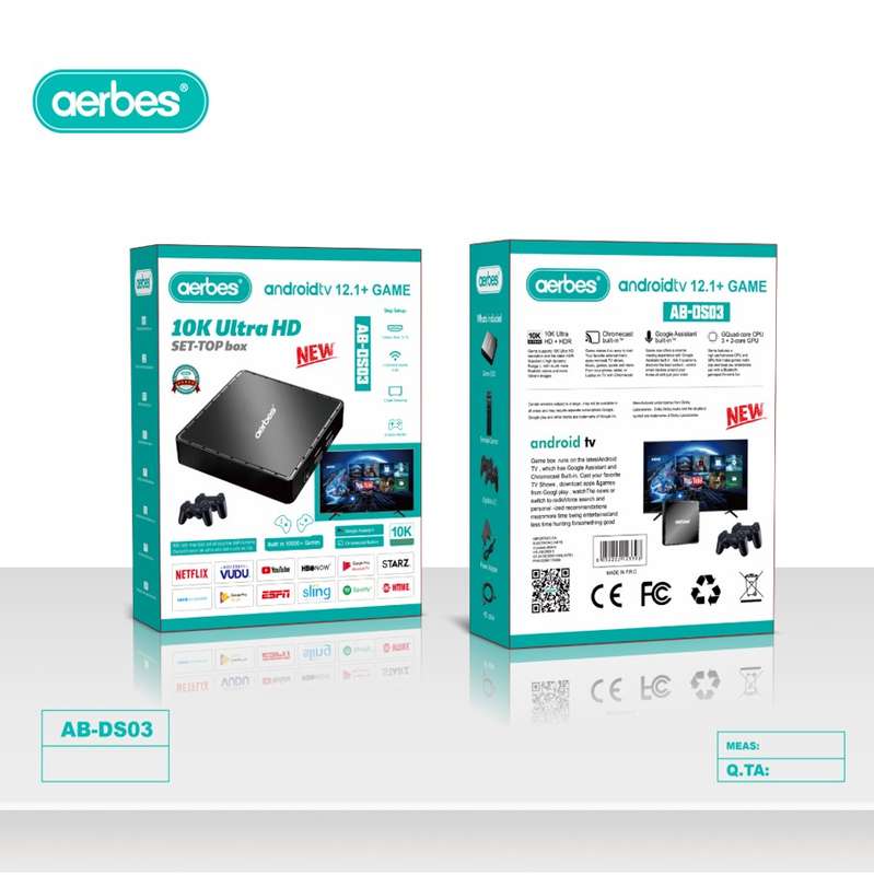 Aerbes AB-DS03 M8PRO Dual System TV Box Game Console 10K Ultra HD with Built in Chrome Cast