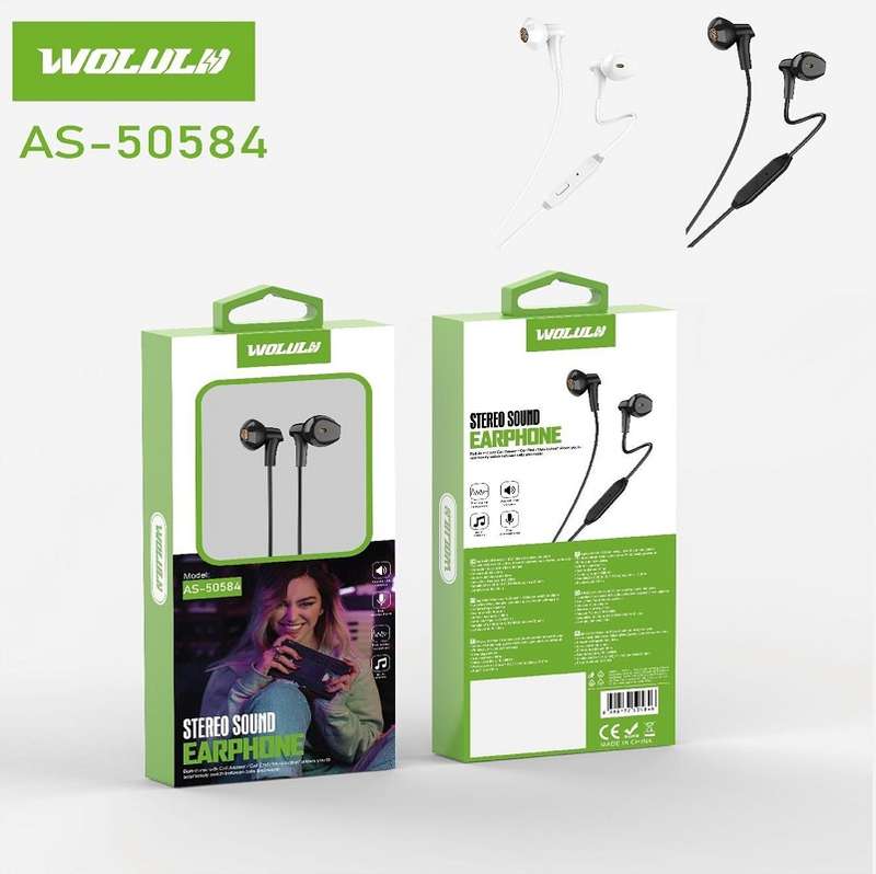Wolulu AS-50584 3.5mm Earphones With Built-In Microphone
