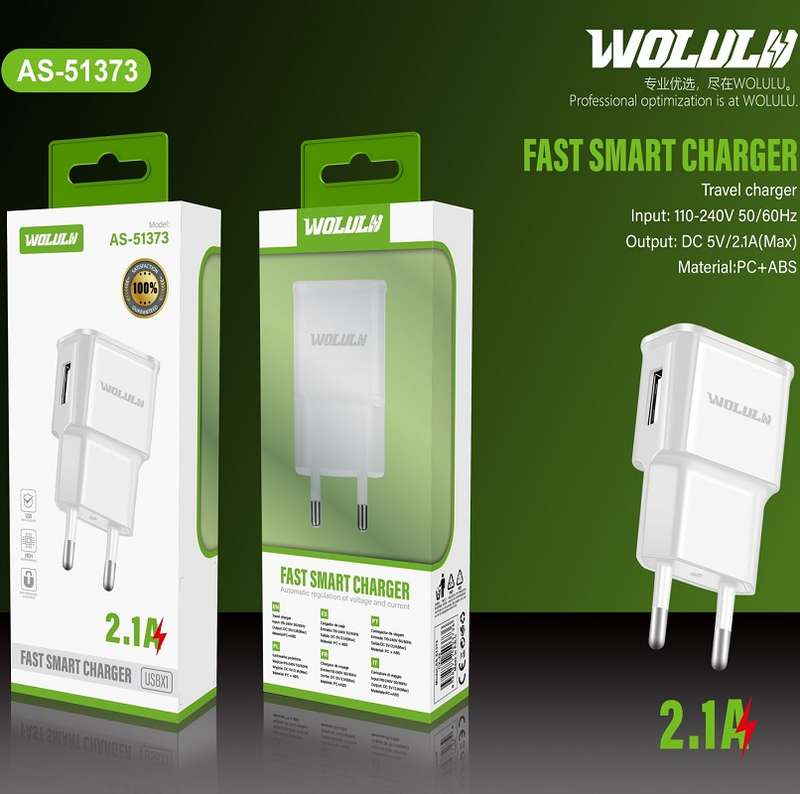 Wolulu AS-51373 USB Smart Wall Charger 2.1A