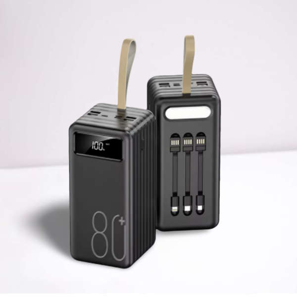 P8 SOVO 80000Mah Power Bank With Built-In 3 Cable And LED Fashlight