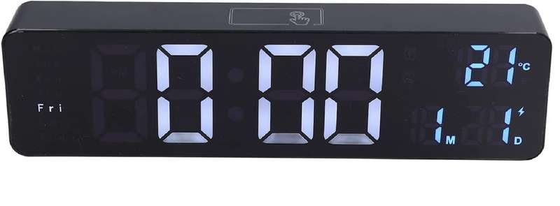 DS-6625 Rechargeable 25.5cm LED Digital Alarm Clock With Temperature+Day+Month And Date