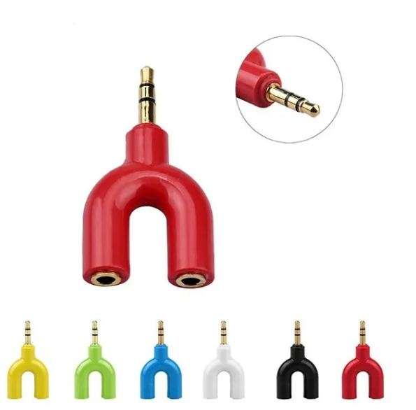 JHL JH-222 Earphone Splitter 3,5mm 1 Male To 2 Female U Shape Stereo 2 Way Converter