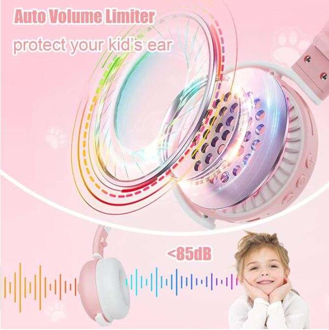 Wolulu AS-51253 Bluetooth Cat Ear RGB LED Wireless Headphone