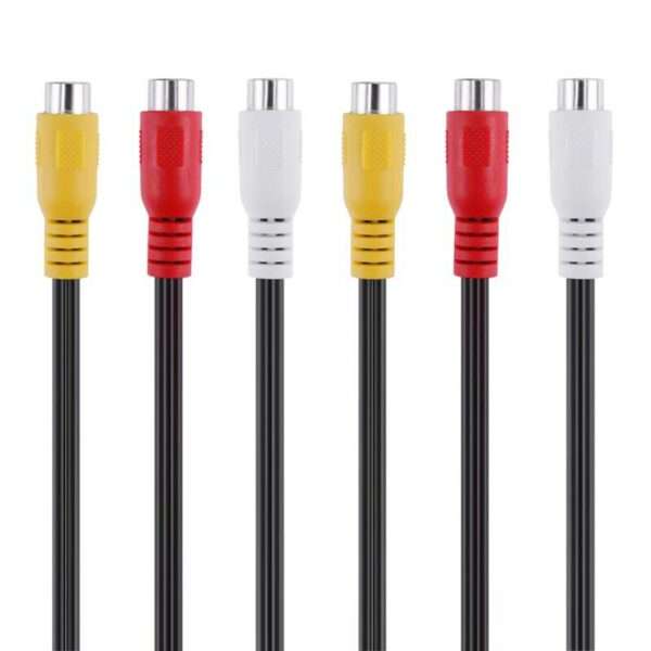 3 Female RCA To 6 Male RCA Cables Plug Splitter Audio Video High Quality AV Cord