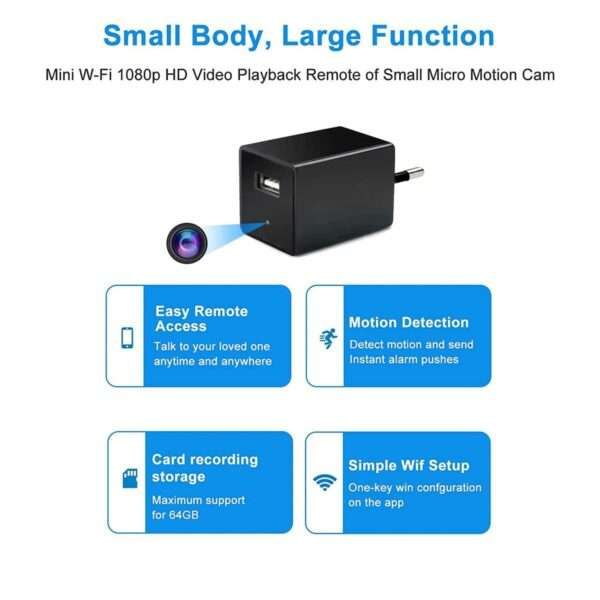 Spy USB Charger Camera Power Adapter With Micro SD Card Slot