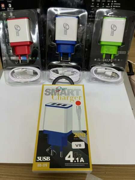 3 USB Fast Smart Charger 2 in 1 Meter Cable Link