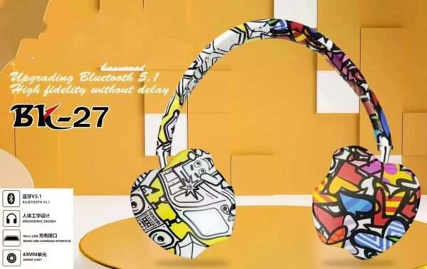 BK-27 Bluetooth 5.1 Graffiti Headphones