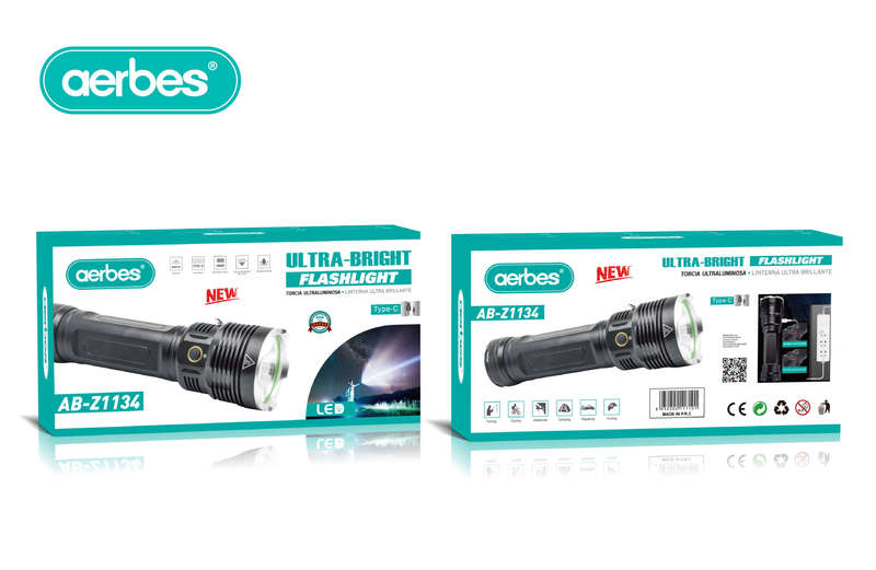 Aerbes AB-Z1134 LED Flashlight 6500k 19200Mah Battery 1500LM