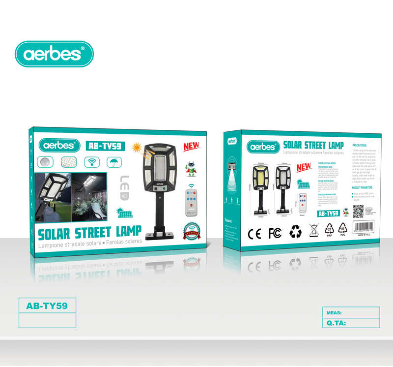 Aerbes AB-TY59 Solar Powered Street COB Light With Remote Control 30W