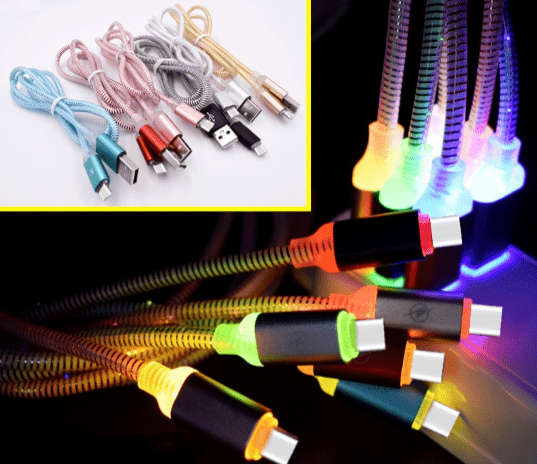 Candy Color LED Lighting Type C Charging Cable