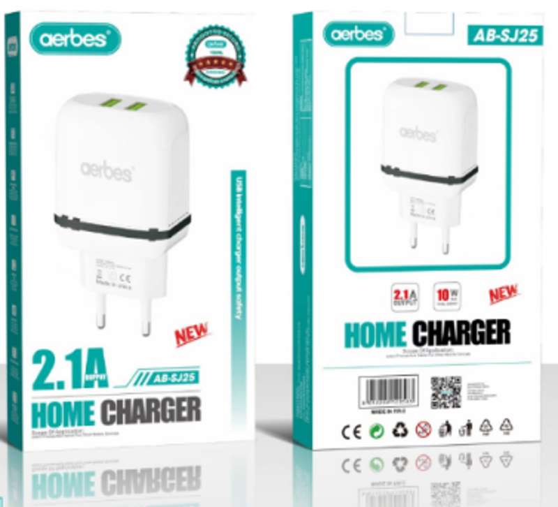 Aerbes AB-SJ25  Dual USB Port Wall Charger 2.1A