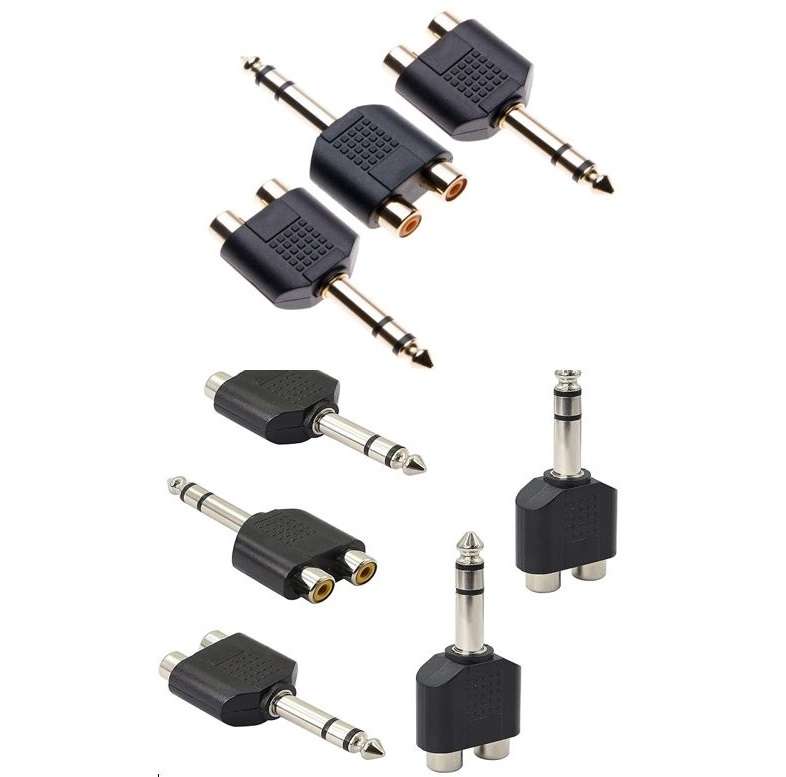 SE-L153 6.35mm Stereo Audio Plug To 2 RCA Female Splitter Adapter Pack Of 100