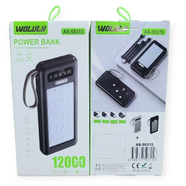 Wolulu AS-50315 12000mah Power Bank With LED Light