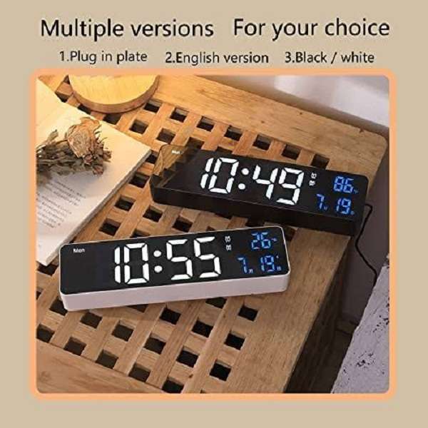 DS-6625 Rechargeable 25.5cm LED Digital Alarm Clock With Temperature+Day+Month And Date