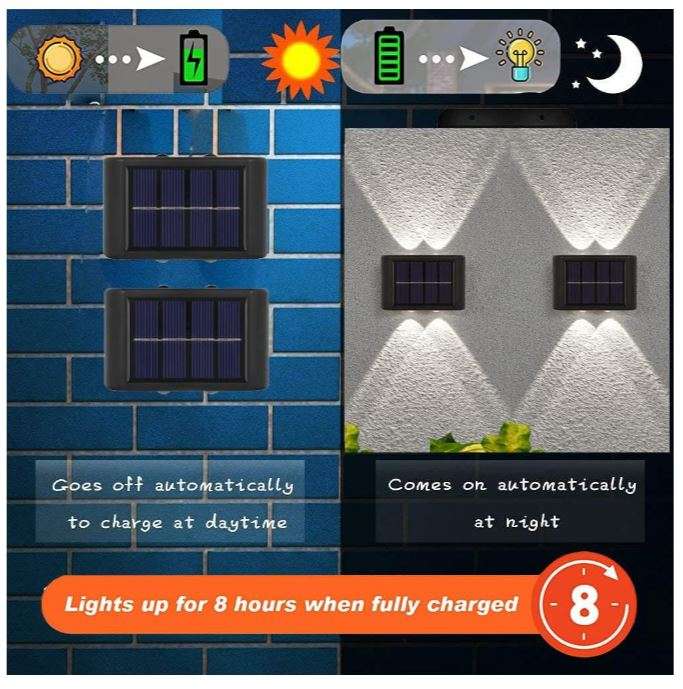 FA-04LED Portable Solar Powered Up and Down LED Outdoor Wall Lights 4LED White 4Pcs