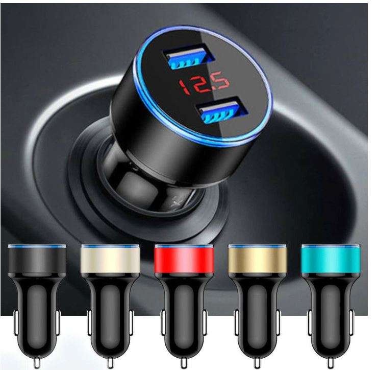 Treqa CC-319 Car Charger 5V 3.1A Quick Charge Dual USB Port LED Display