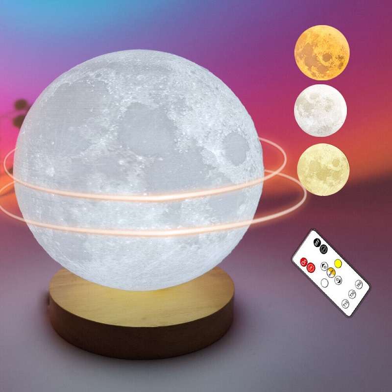 1831526 3D Rotating Moon Lamp With Remote Control 18cm