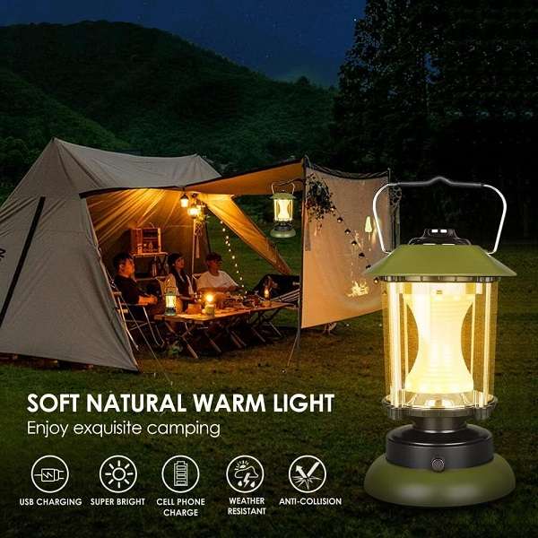 Portable Retro LED Rotary Switch Camping Lantern