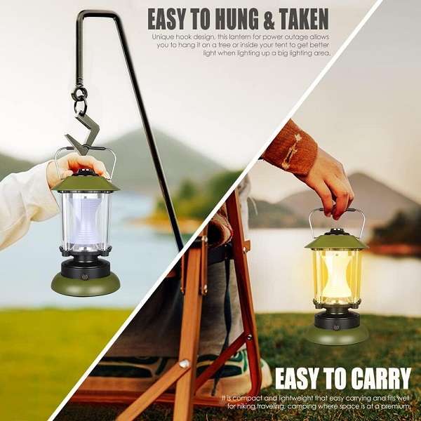 Portable Retro LED Rotary Switch Camping Lantern