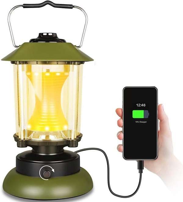 Portable Retro LED Rotary Switch Camping Lantern