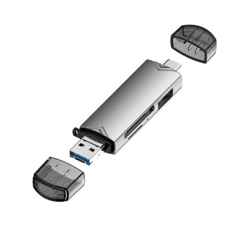 D-398 Multifunctional USB V8 &, Type C Card Reader OTG, Reads Micro SD + SD Card &, USB Flash Drive