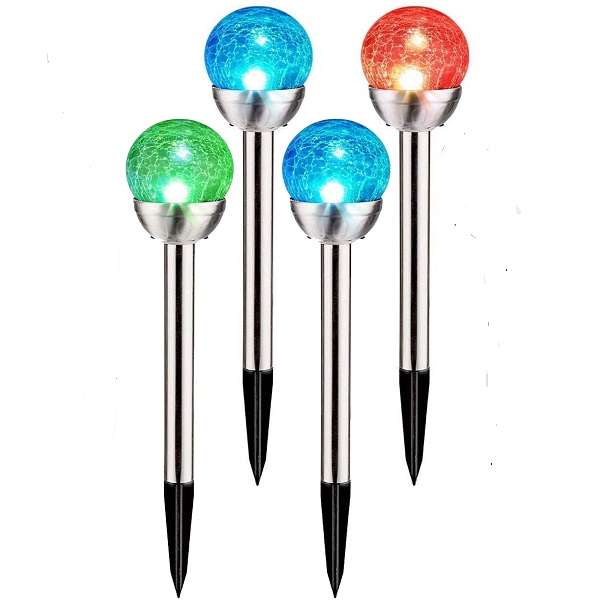 Aerbes AB-TY64 Cracked Glass Ball Solar Powered Spike Light RGB  4pcs