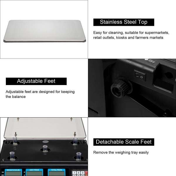 40KG Digital Electronic Scale Stainless Steel LCD Double Sided Display