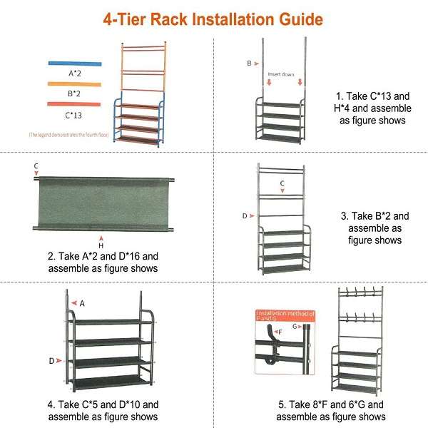 XF0869 TW4-80 Mutli-functional Hat & Shoe Rack 80cm x 26cm x 153cm