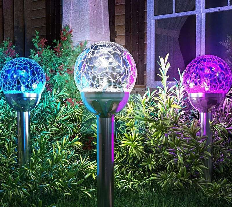 Aerbes AB-TY64 Cracked Glass Ball Solar Powered Spike Light RGB  4pcs