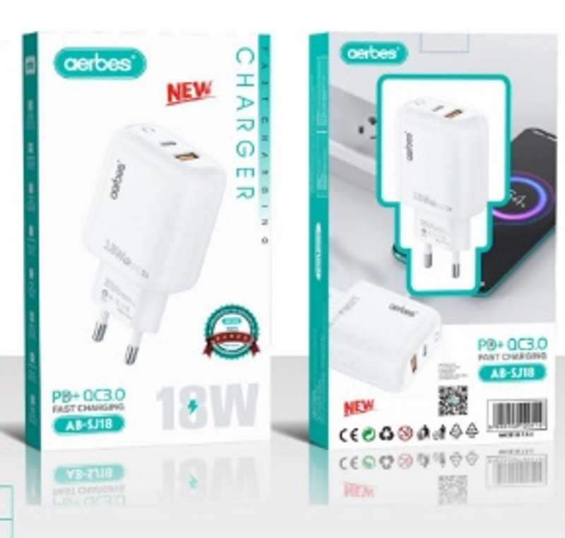 Aerbes AB-SJ18 PD 18W+QC3.0 USB Fast Charging Adapter