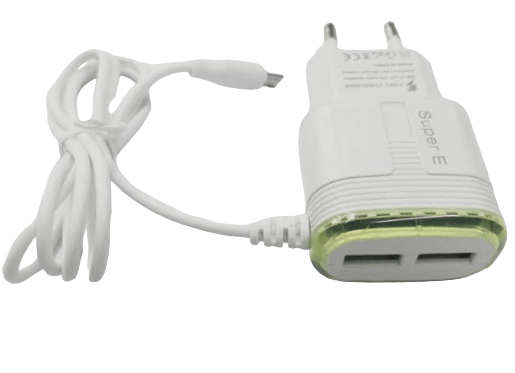 Supper-E Fast Wall Charger with Built In Micro USB Cable
