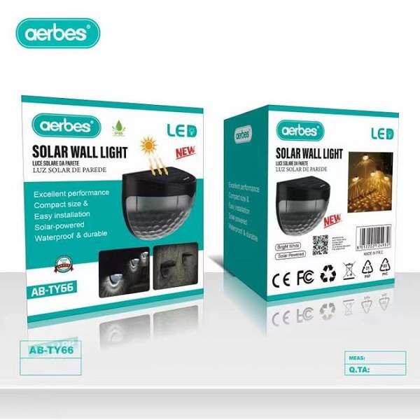 Aerbes AB-TY66 Solar Powered Semi-Circle Wall Lamp Pack Of 2 Warm White
