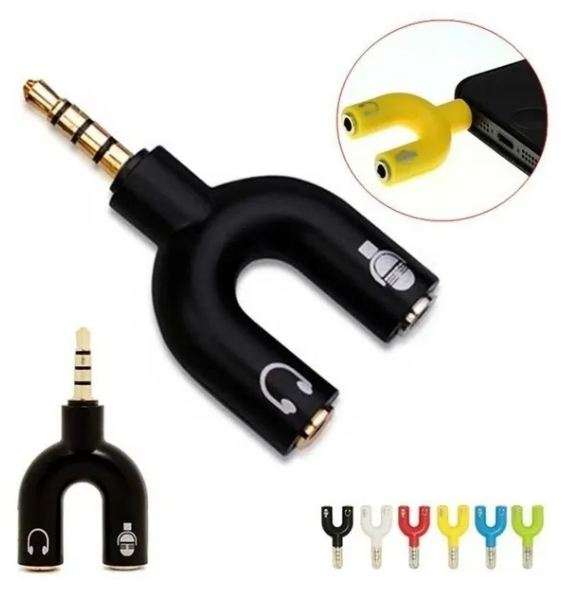 JHL JH-222 Earphone Splitter 3,5mm 1 Male To 2 Female U Shape Stereo 2 Way Converter