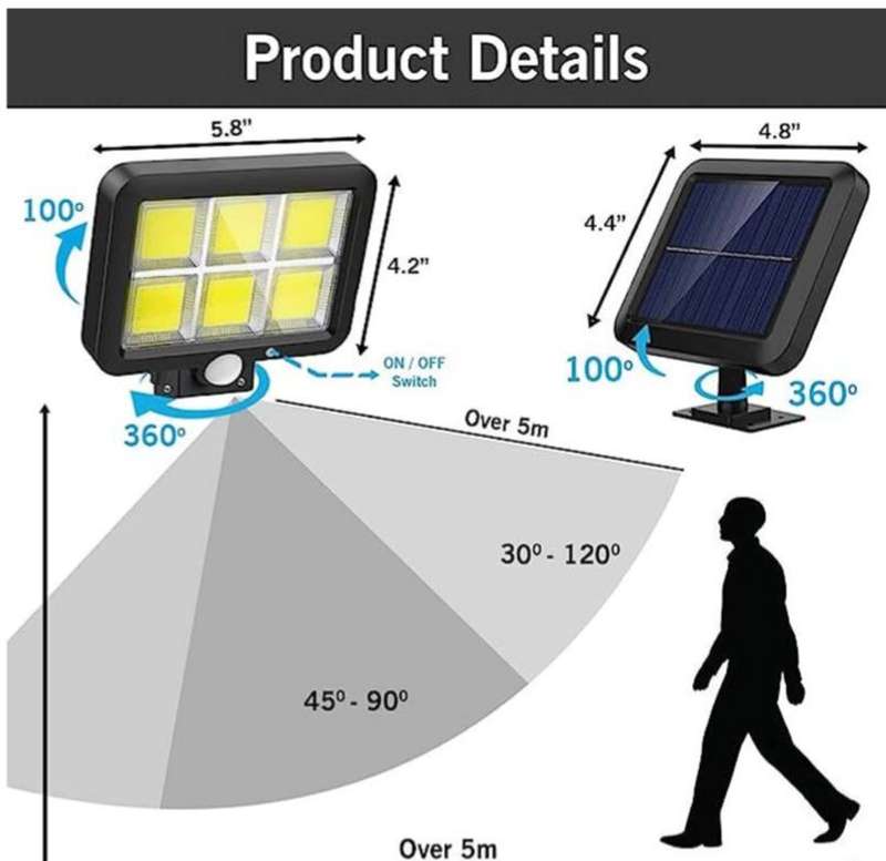 Wolulu AS-50366 Solar Powered Sensor Motion Wall COB Light