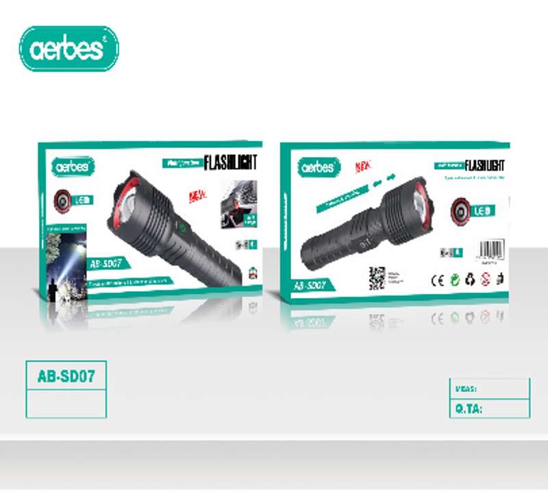 Aerbes AB-SD07 Rechargeable Telescopic Flashlight With Hammer And USB Port  30W