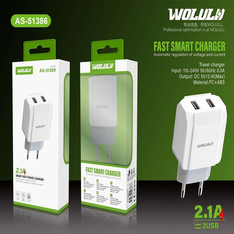 Wolulu AS-51386 Dual USB Wall Charger 2.1A