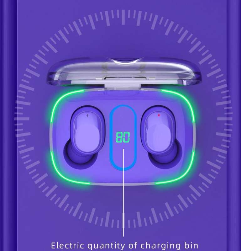 Y90 TWS Transparent Shell Digital Display Bluetooth Headset AB-D482