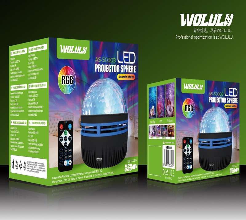 Wolulu AS-50303 LED Projection Sphere Wave Magic Ball Light with Remote Control