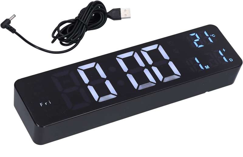 DS-6625 Rechargeable 25.5cm LED Digital Alarm Clock With Temperature+Day+Month And Date