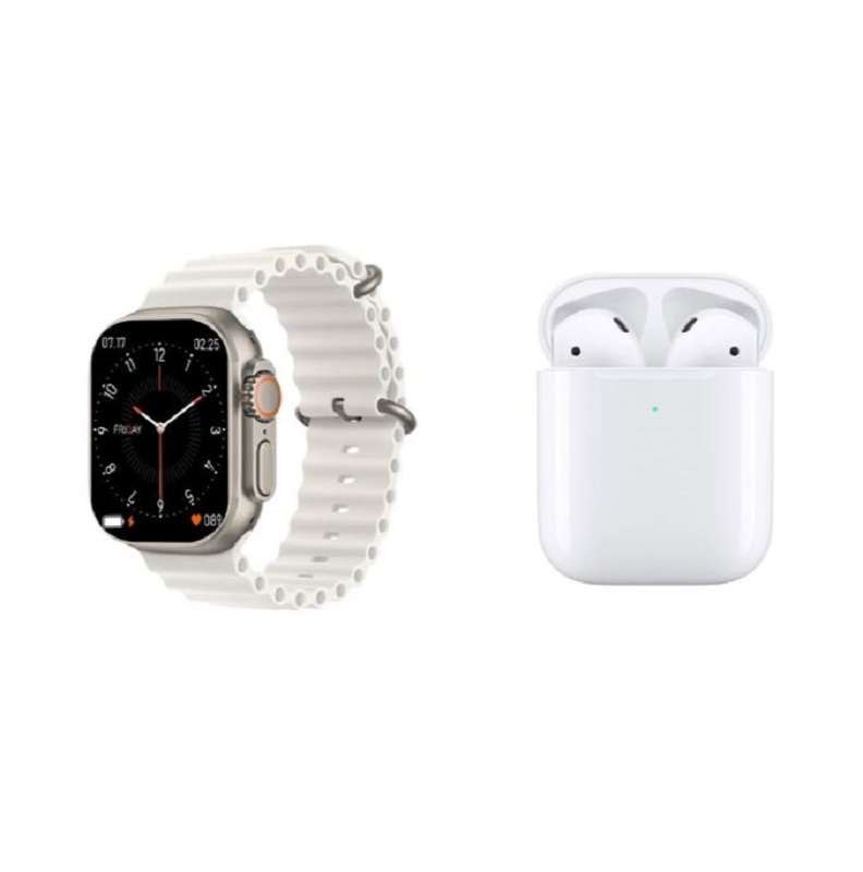 H8 Watch 8 Ultra Smart Watch + Bluetooth Headset + Dual Strap