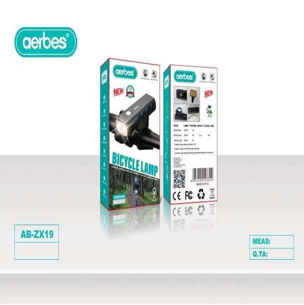 Aerbes AB-ZX19 USB Rechargeable Bicycle Light With 1800Mah Battery