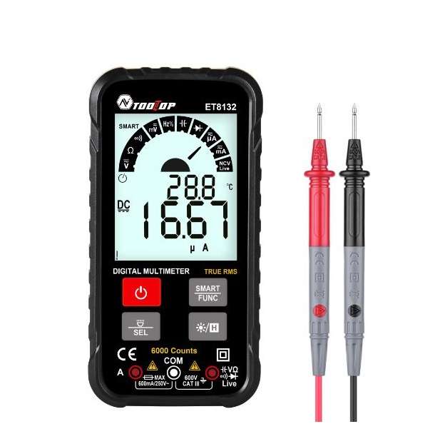 JG20375102 LED Display Screen Digital Multimeter With LED Flashlight