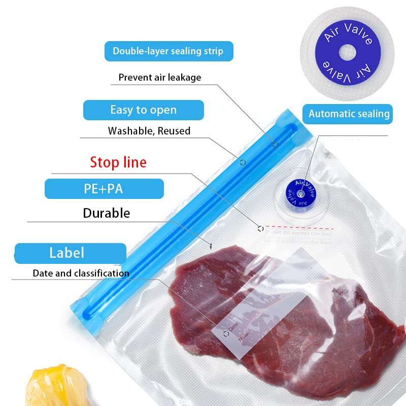 JG0201 Reuseable Food Vacuum Seal Bags Pack of 5