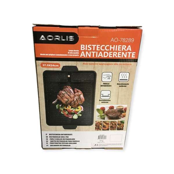 Aorlis AO-78289 Rectangle Grilling Plate For Stove Top